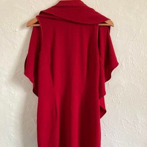 Guess Firetruck Red Sheath Cocktail Dress with Cape Sz M